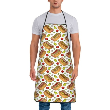 

Jgfou Hot Dog 7 Print Anti-fouling Apron for Men Women Waterproof Oil-Proof Kitchen Apron with Adjustable Straps Pocket and No-Pill No-Fade Fabric