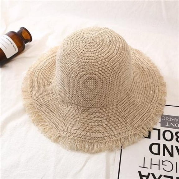 COCOpeaunt Fashion Women Panama Hats for Women Wide Large Brim Beach Sun Hats with Fashion Solid Visor Hat Straw Cap Female Bucket Hat