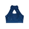 thumbnail image 3 of Haitryli Kids Girls Sleeveless Dance Crop Top Sequin Latin Hip Hop Jazz Disco Costume Dancewear Navy Blue 12, 3 of 5