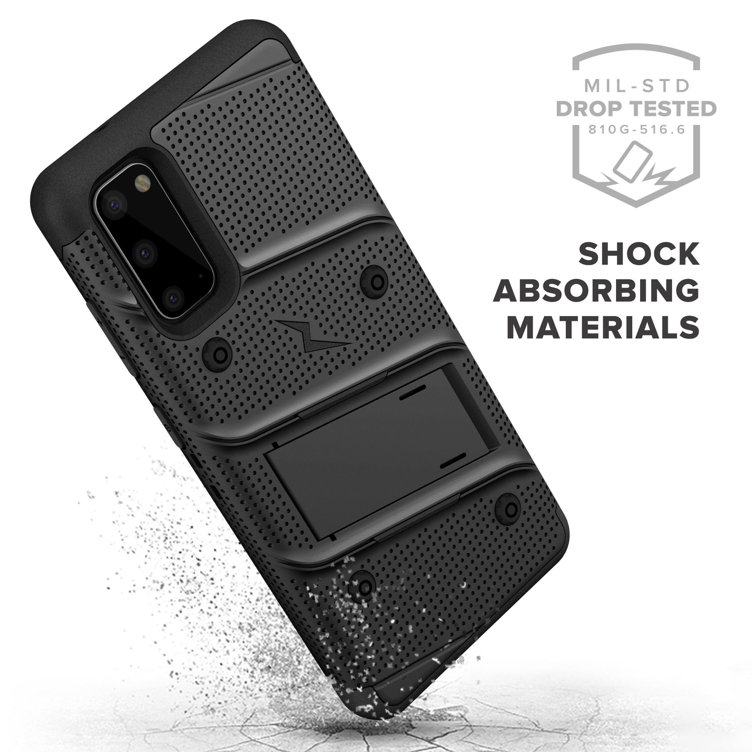 ZIZO BOLT Series for Galaxy S20 Case with Kickstand Holster Lanyard - Black