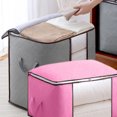 thumbnail image 4 of Paquete de 3 bolsas de almacenamiento de ropa organizador con asa para mantas, ropa de cama, plegable con cremallera resistente, ventana transparente, 4 of 5