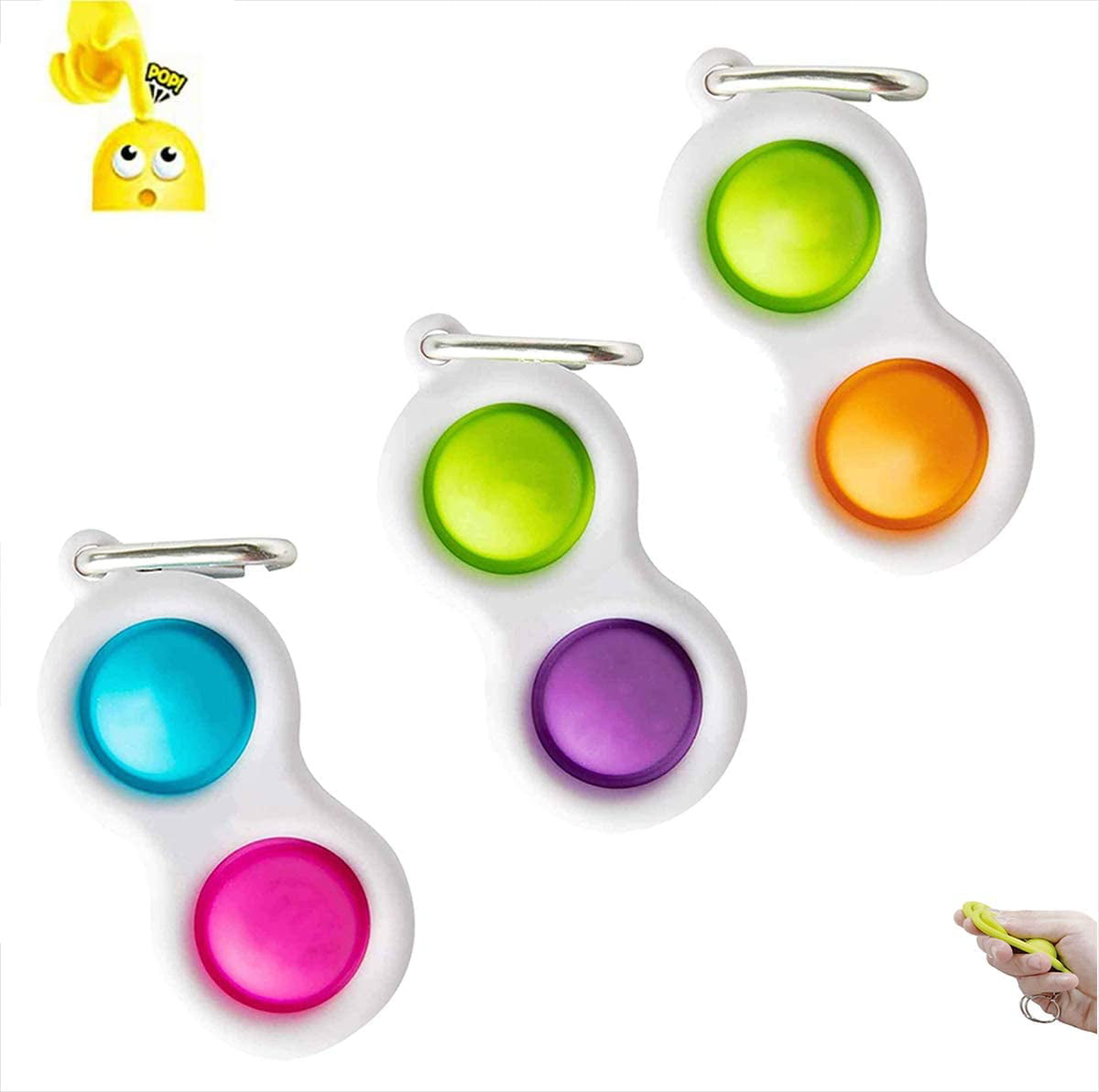 Baby Simple Dimple Sensory Toys Stress Relief Silicone Flipping Board Keychain 