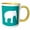 Yellow/White, variant on 3drose, White Elephant Silhouette. Teal Turquoise Aqua Blue Wildlife Animal, 11oz Magic Transforming Mug