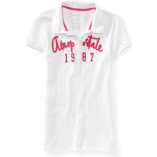 Aeropostale Womens 1987 Polo Shirt, Blanco, X-Small Aeropostale Polo