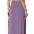 thumbnail image 6 of TheMogan Women's Casual Lounge Solid Foldable High Waist Draped Jersey Relaxed Long Maxi Skirt Lilac 1X, 6 of 7