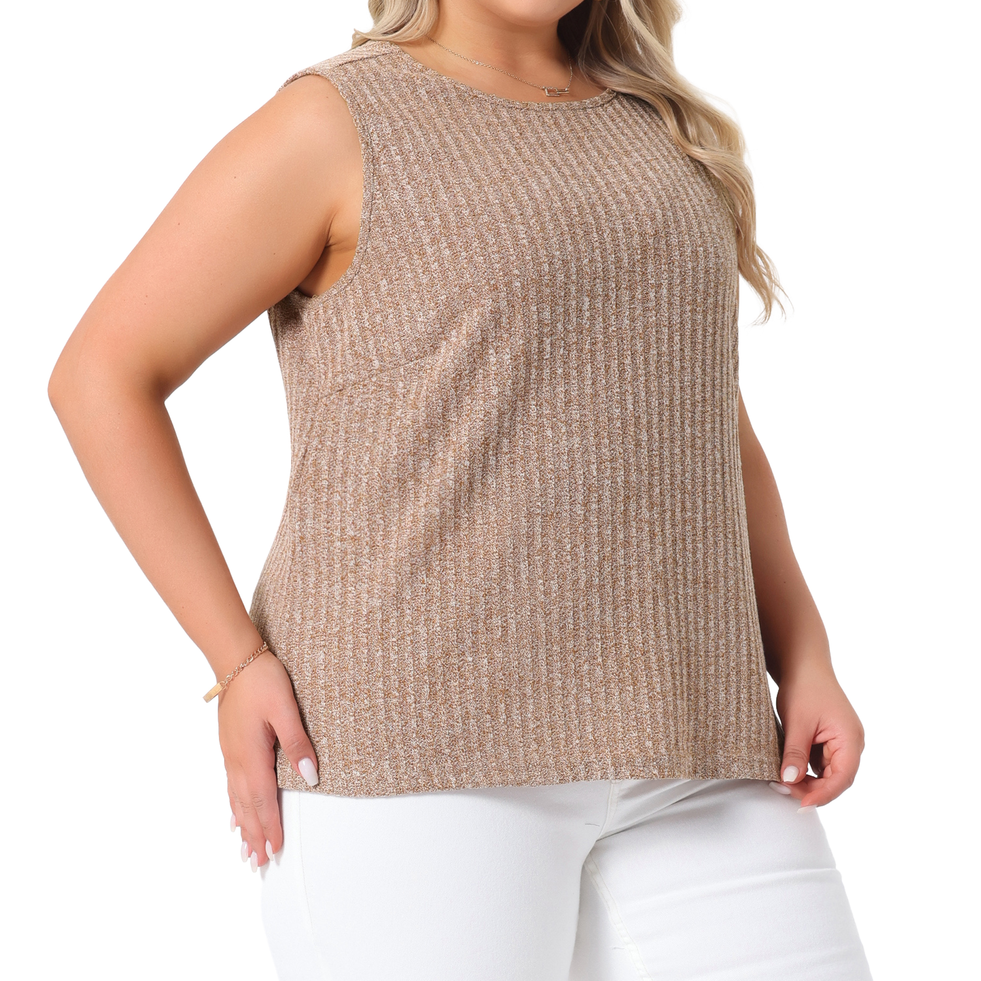DARING DIVA Women's Plus Tank Tops Basic Soft Casual Outfits 4X Brown