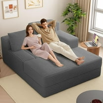 Akaber 60'' Sofa Bed, Oversized Sleeper Couch with Dual-Height Armrests, Lounge Chair for Bedroom, Includes 2 Pillows
