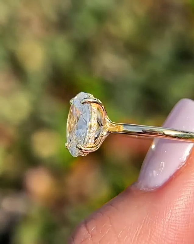 solitaire jewels 3CT Oval Halo Moissanite Engagement Ring For Women, 10K Yellow Gold