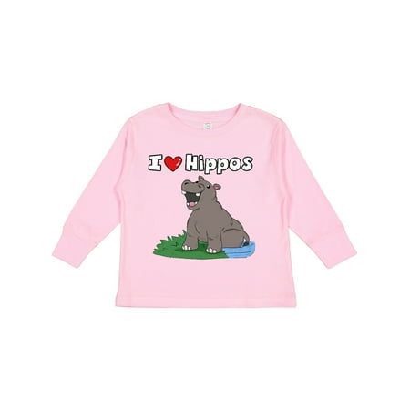 

Inktastic I Love Hippos Gift Toddler Boy or Toddler Girl Long Sleeve T-Shirt