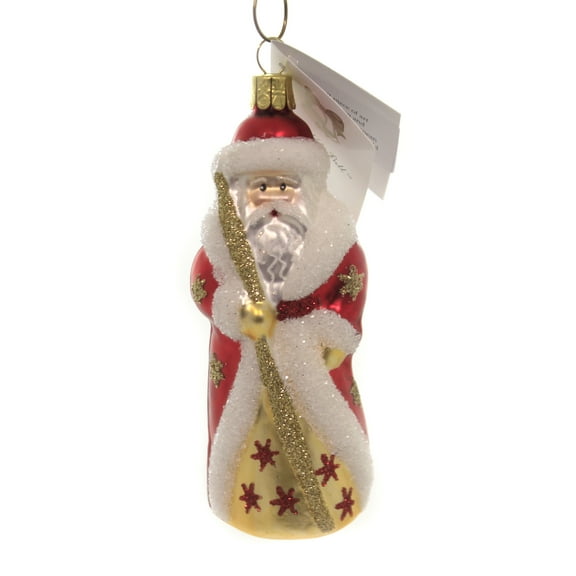 Golden Bell Collection MINI RED RUSSIAN SANTA Ornament Czech Stars Staff St279