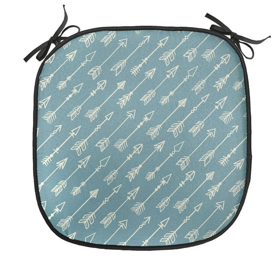 Arrow Chair Seating Cushion, Retro Arrows Illustration in Vintage Colors Elements, Soft Seat Pads for Office with Anti-slip Backing, 16"x16", Turquoise Beige, by Ambesonne