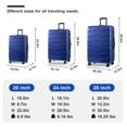 thumbnail image 3 of Luggage Sets 3 Piece Hardside Suitcase Set with Spinner Wheels Durable Lightweight Luggage with TSA Lock (20in/24in/28in), Blue, 3 of 8