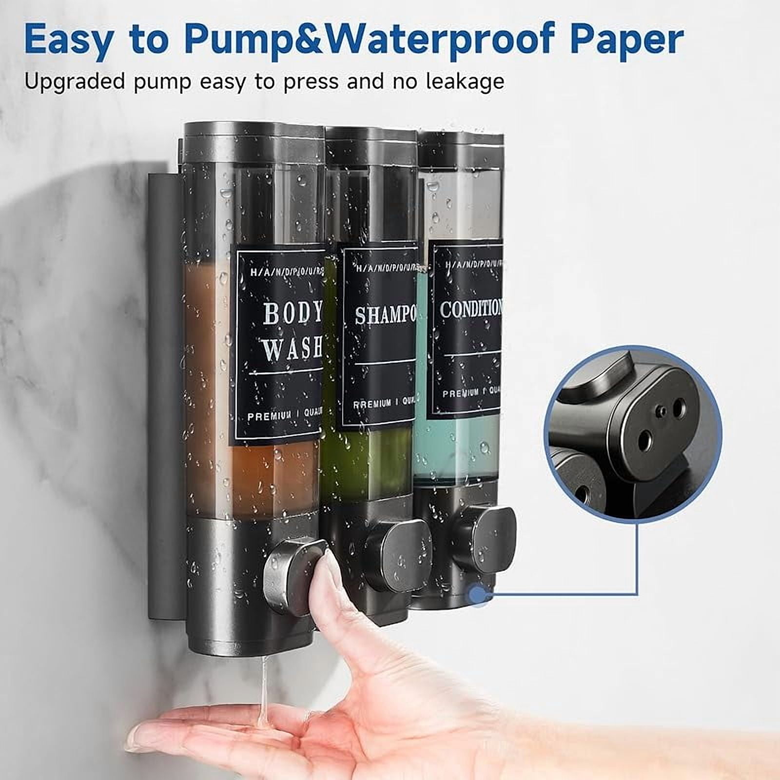 CZQ 3 Chamber Wall-Mounted Shower Dispenser No Drill Large Capacity Bathroom Organizer