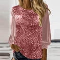 thumbnail image 2 of Women's New Casual Crew Neck Long Sleeve Sleeve Sleeve Loose Sequin Blouse Shirt, 2 of 2