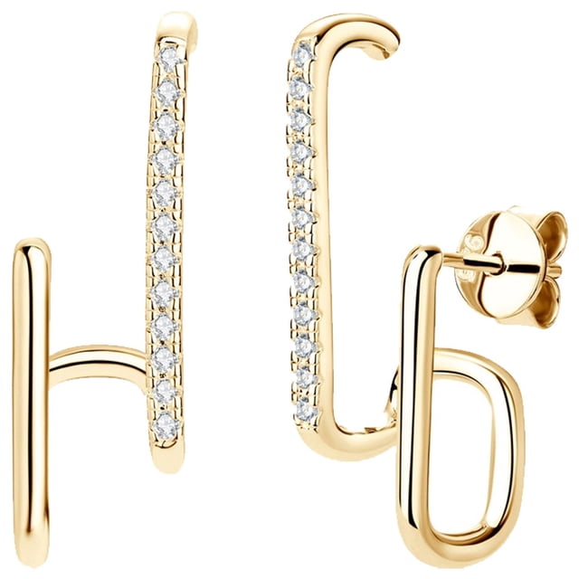 Pendientes Modernos VenDepot Curve03 1Pza Oro Metal/Zirconia