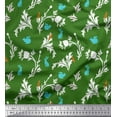 thumbnail image 1 of Soimoi Crepe Silk Fabric Leaves,Floral & Rabbit Animal Decor Fabric Printed Yard 42 Inch Wide, 1 of 1