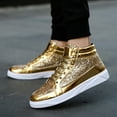 thumbnail image 5 of Mens Glitter Sparkly Shoes Sequin Boots High Shiny Top Sneakers (Gold 8.5), 5 of 8