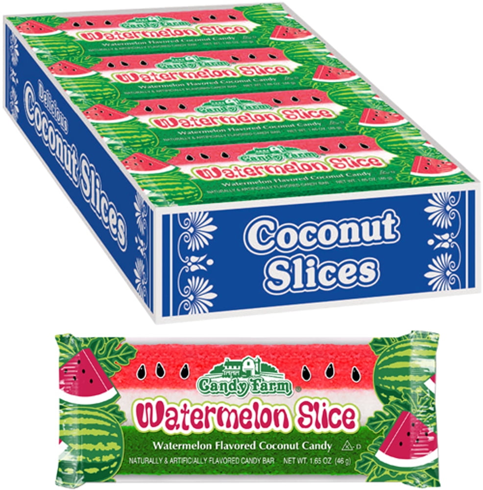 Watermelon Slice Coconut Candy Bars (24 Watermelon flavored coconut