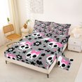 thumbnail image 2 of Manfei Cartoon Halloween Skull Bed Sheets,Gothic Halloween Skeleton Full Size Sheets,4 Pieces,1 Flat Sheet,1 Fitted Sheet and 2 Pillowcases, 2 of 6
