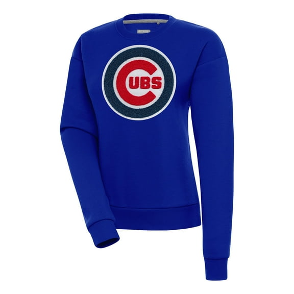 Women's Antigua  Royal Chicago Cubs Victory Chenille Pullover Sweatshirt