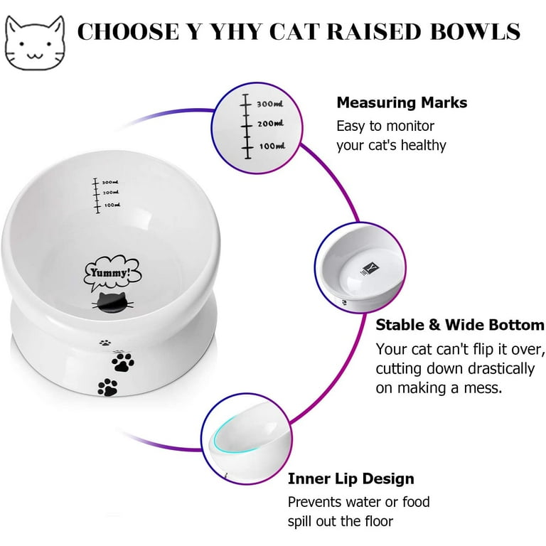 Hamiledyi Elevated Cat Food Bowls, Raised Cat Feeder 15° Tilted Cat Food  and Water Bowl Non-Skid & Non-Spill Puppy Dish (Grey) 