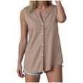 thumbnail image 2 of Tank Tops for Women V Neck Button Stand Collar Sleeveless Shirt Business Casual Work Shirts Summer Outfits, 2 of 6