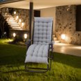 thumbnail image 5 of TOPCHANCES Lounge Chaise Chair Cushion, Tufted Soft Comfort Deck Chaise High Back Cushion, Outdoor Indoor Rocking Chair Padded with Ties for Patio Furniture, Gray, 47''x19'', 5 of 8