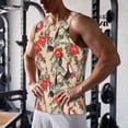 thumbnail image 5 of Gukieu Roosters And Peonies Flowers Print Men's Quick Dry Fitness Vest, Round Neck Sleeveless Fitness Bodybuilding Top-Small, 5 of 7