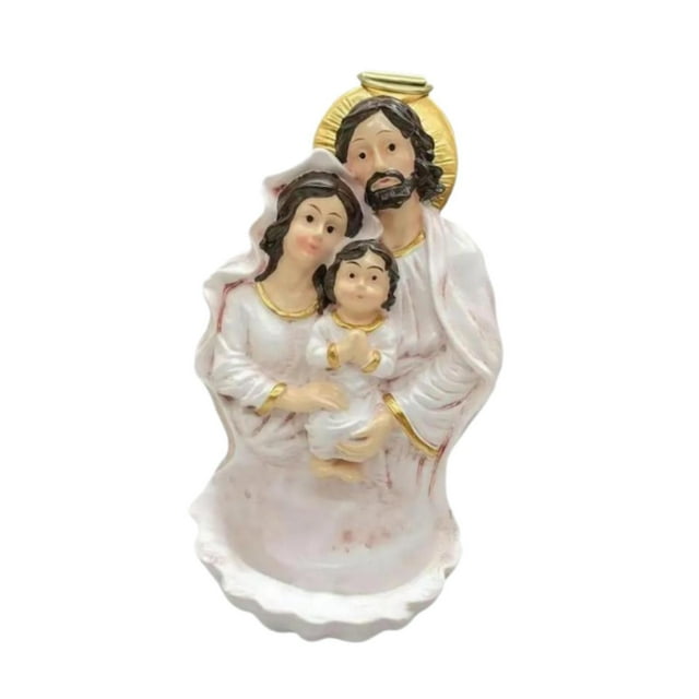Figura religiosa colgante de la Virgen María, estatua de Jesús, María y José sobre un cuenco Blanco