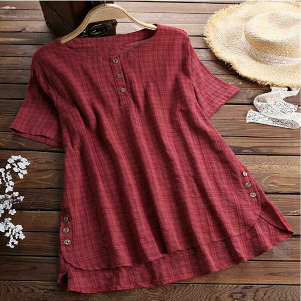 Calsunbaby - Women Plus Size Summer Blouse Tunic Holiday Ladies Cotton ...