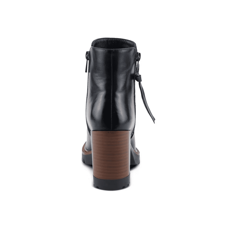 Patrizia Araha Black Fashion Zip Chunky Block Heel Square Toe