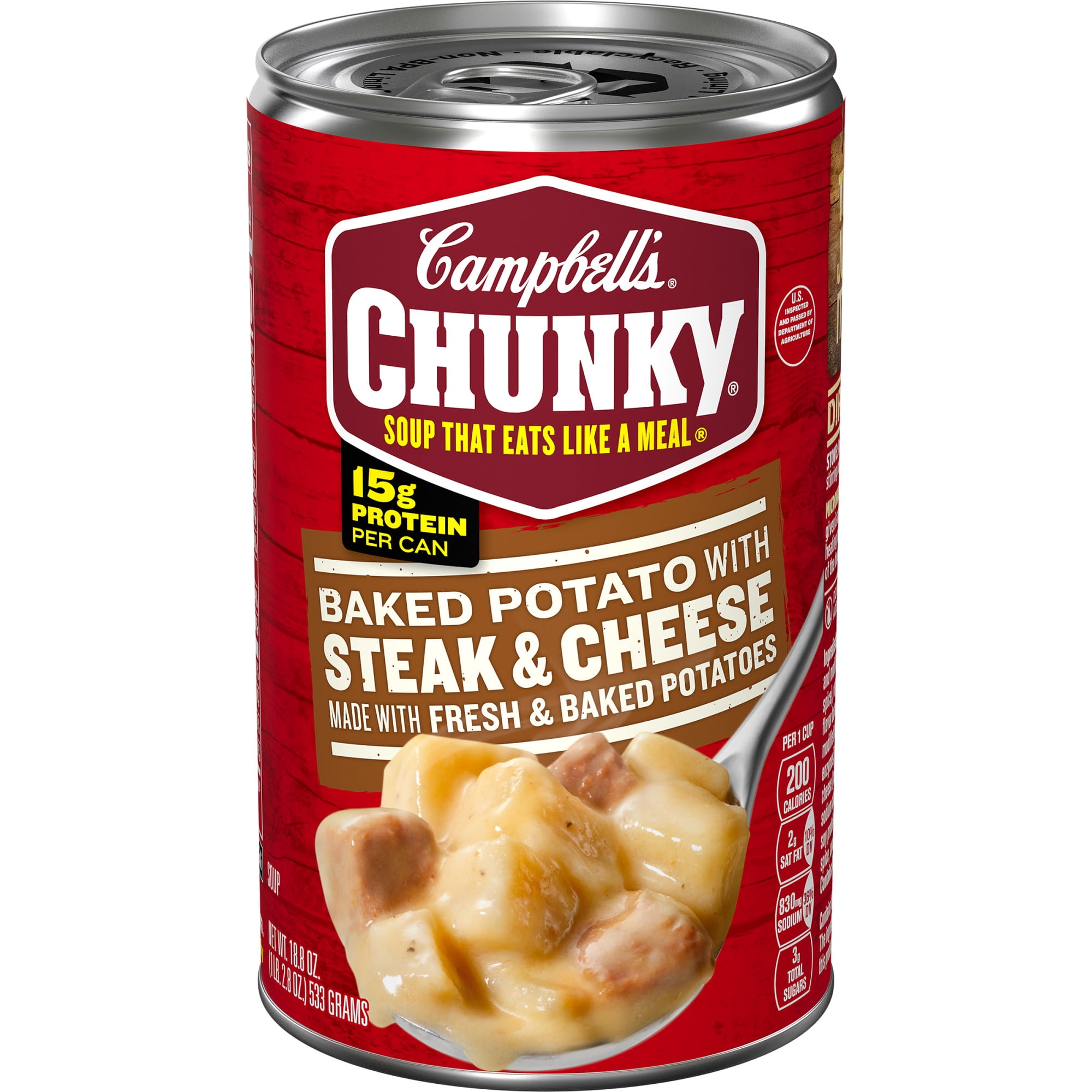 Campbell's Chunky Soup, Ready to Serve Baked Potato with Steak and Cheese Soup, 18.8 Oz Can