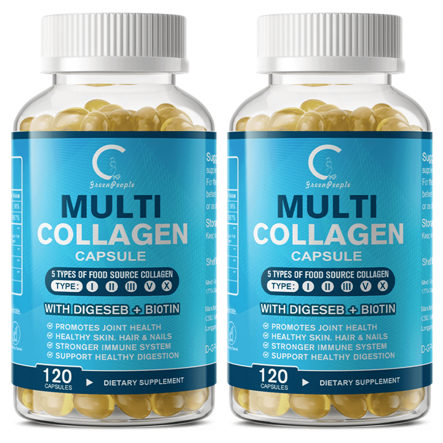 Multi-Collagen Complex(Type I, II, III, V, X) - Multi Collagen Capsules with Biotin - Supports Joints, Skin, Hair & Nails Health - 240 Capsules Total