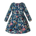 thumbnail image 4 of Zshosam Robe pour Nouveau-Nés Filles Robes Filles Enfants Manches Longues Col Ras du Cou Robe Taille 2T 3T,(Marine 2-3 Ans), 4 of 9