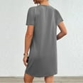 thumbnail image 4 of Up to 30% off Women Summer Dresses, Women Fashion Summer Solid Color Short Sleeve Round Neck Pocket Dress(Dark Gray,XXL), 4 of 7
