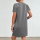 thumbnail image 4 of Puntoco Moda De Mujer Verano Nuevo Color Sólido Manga Corta Cuello Redondo Vestido De Bolsillo Manga Corta Vestido De Cuello Redondo Gris Oscuro Xl,Regalos Para Mujer Joven, 4 of 7