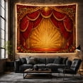 thumbnail image 6 of Holiday Stage Within Red Curtains and Golden Sunburst, Dramatic Vintage for Theater Fans, Pageant Wall Art, Christmas Gift, Tapestry Wall Hanging for Living Room and Studio, 6 of 7