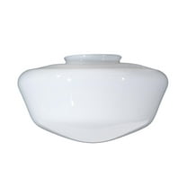 B&P Lamp® 12 Inch Diameter, Clear Over Opal, Glass Schoolhouse Shade With a 6 Inch Lip Fitter