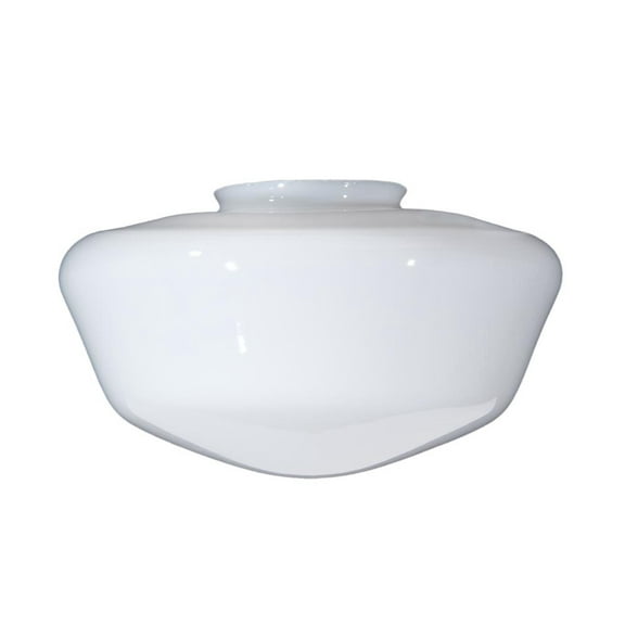 B&P Lamp® 12 Inch Diameter, Clear Over Opal, Glass Schoolhouse Shade With a 6 Inch Lip Fitter