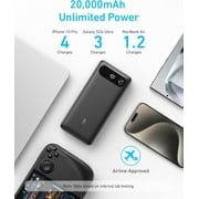 Anker Power Bank, 20,000mAh Travel Essential Portable Charger with Built-in USB-C Cable, 3-Port 87W Max Fast Charging Battery Pack, compatible for MacBook, iPhone 17 Series, Samsung, Switch, and More