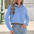 thumbnail image 2 of VISALY Half Zip Pullover Tunic Sweatshirt Sweatshirt for Women Fall Winter Tops Long Sleeve Shirts Oversized Tshirts Round Neck Basic Sweatshirt Pullover Sweatshirt Plain Sweatshirt Women Sky Blue Xl, 2 of 4