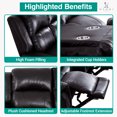 thumbnail image 5 of Katie Leather Recliner Sofa - Manual Recliner Sofa Couch - Home Theater Seating for Big Man, lazy boy recliners, Living Room Sofa Recliners, Air Leather, Espresso, 5 of 20