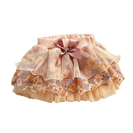 StylesILove Jeweled Bow Floral Tiered Little Girl Tutu Skirt (4-5 Years / L, Pink)