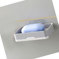 thumbnail image 5 of Soporte de plástico gris de un solo nivel, caja de jabón para inodoro, montaje en pared, sin necesidad de taladro, rejilla de drenaje para baño, 5 of 5