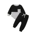 thumbnail image 1 of Odeerbi 0-3 Años Niños Conjuntos Sudadera de Algodón Color Block Cuello Redondo Sudadera Body Pantalón Conjunto, 1 of 4