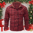 thumbnail image 2 of Mens Western Flannel Shirt Pearl Snap Long Sleeve Checkered Plaid Regular Fit Shacket Lightweight Christmas Jacket, 2 of 7