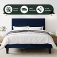 thumbnail image 3 of Amolife Queen Size Platform Bed Frame with Corduroy Fabric Upholstered Adjustable Height Headboard, Dark Blue, 3 of 9