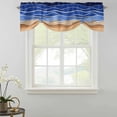 thumbnail image 5 of Tie Up Valance for Windows Navy Blue Waves Curtains Valances Rod Pocket Valance Window Treatments Abstract Water Lines Balloon Curtains for Kitchen Living Room Bedroom Bathroom Decor 54x18 Inch, 5 of 9