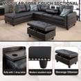 thumbnail image 6 of Bailu Classic Faux Leather L Shaped Sectional Sofa Set Black, 6 of 6