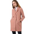 thumbnail image 2 of Unique Bargains Women's Double Breasted Lapel Raglan Long Sleeve Mid Length Overcoat, 2 of 6